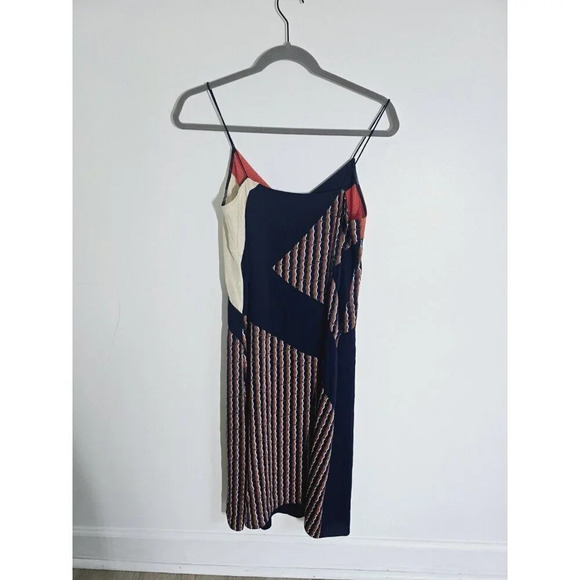 Diane Von Furstenberg Frederica Silk Color Block V-Neck Slip Dress 4 Small S - Picture 10 of 13